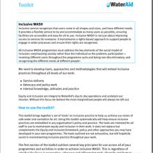Inclusive WASH Equity and Inclusion Toolkit